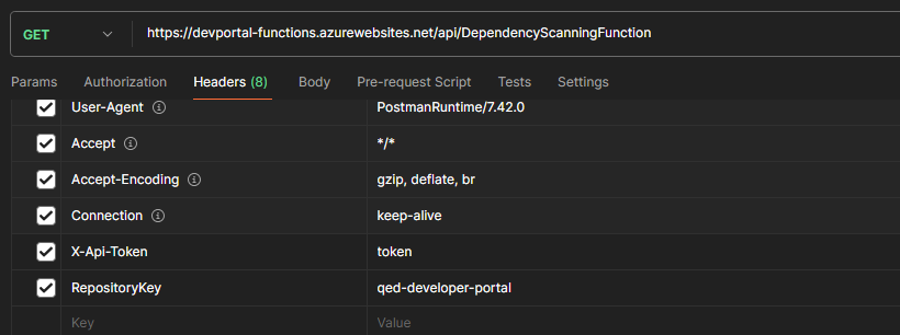 Dependency Scanning API call