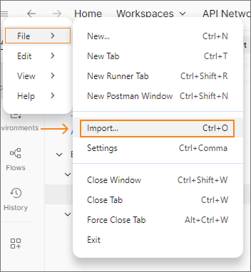 Import in Postman